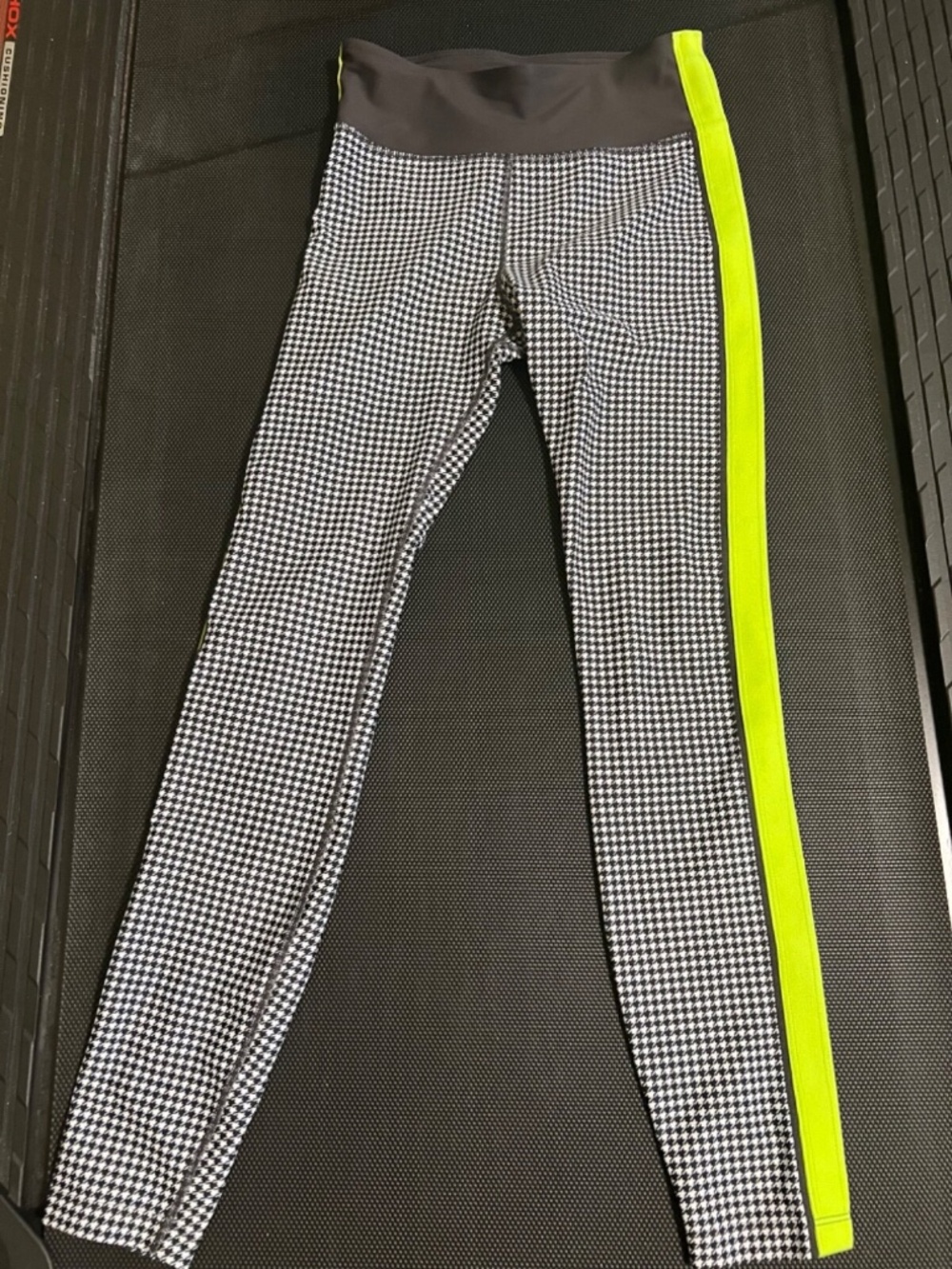 Nylora Leggings and Crop Top both Size S Black and White with Neon Yellow Accent